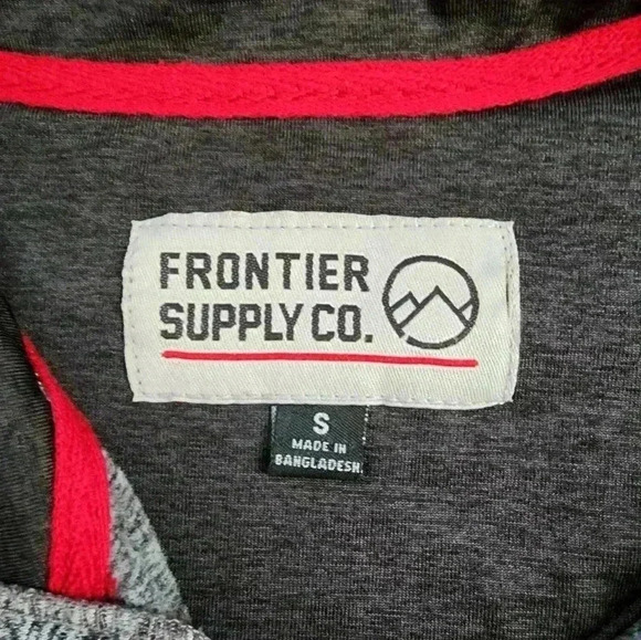 Frontier Supply Co Mens Grey Half Zip Pullover Athletic Shirt Long Sleeve, sz SM - Picture 2 of 12
